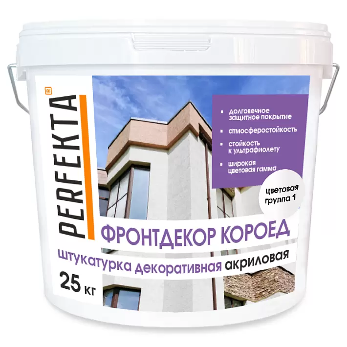 Штукатурка декоративная акриловая Фронтдекор Короед цветовая группа 1, 25 кг купить в "Строй-Ресурсе"