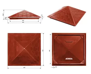Колпак на столб заборный КомпоНекст 1,5х1,5 кирпича "Гибкая черепица" красный купить в "Строй-Ресурсе"