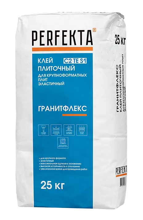 Клей плиточный для крупноформатных плит Perfekta эластичный Гранитфлекс C2TE S1, 25 кг в "Строй-Ресурсе" Клей плиточный для крупноформатных плит Perfekta эластичный Гранитфлекс C2TE S1, 25 кг купить в "Строй-Ресурсе"